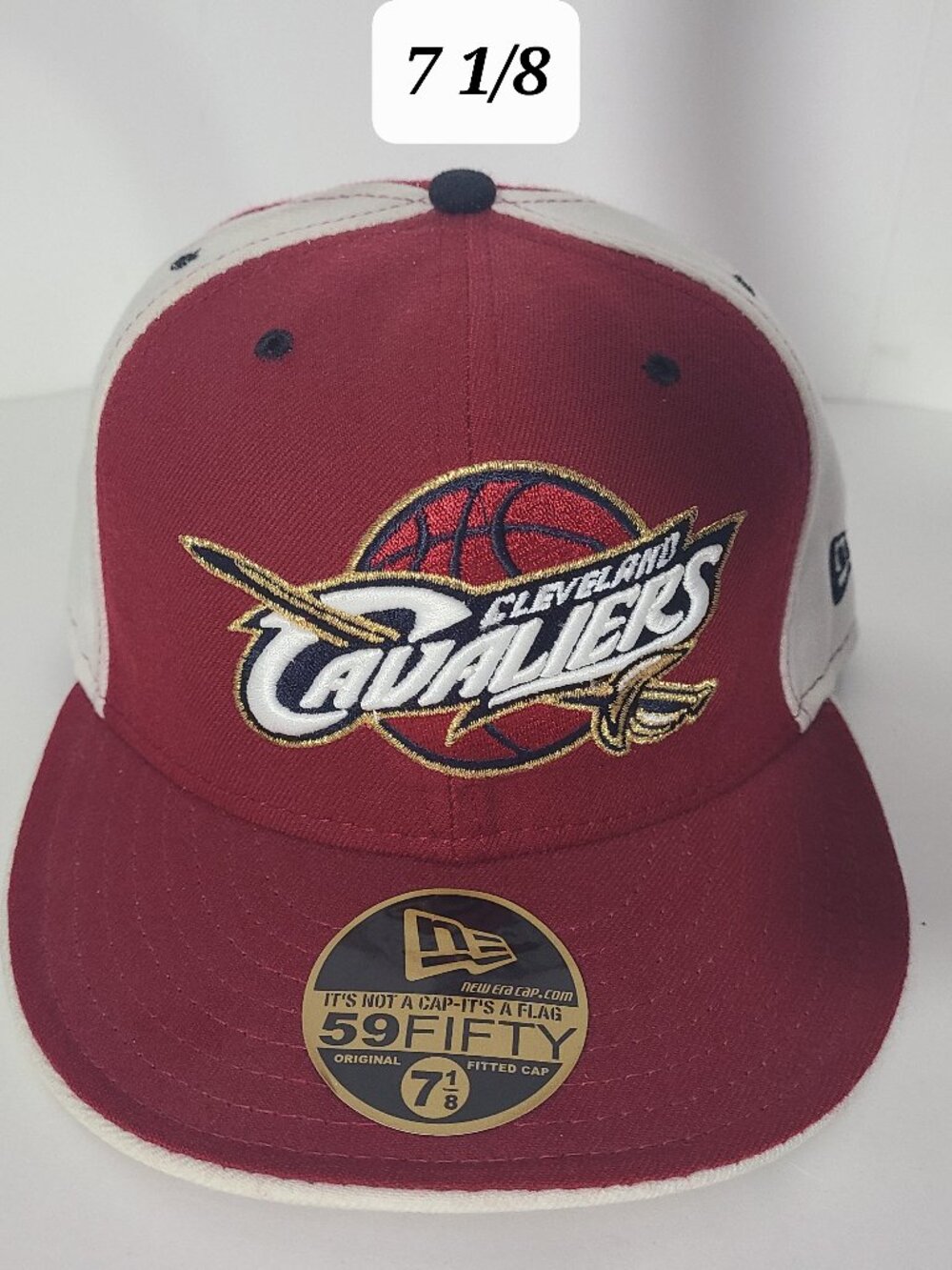 Cleveland Cavaliers Cavs New Era 59Fifty Colorblock Fitted Hat 7 1/8 Made in USA